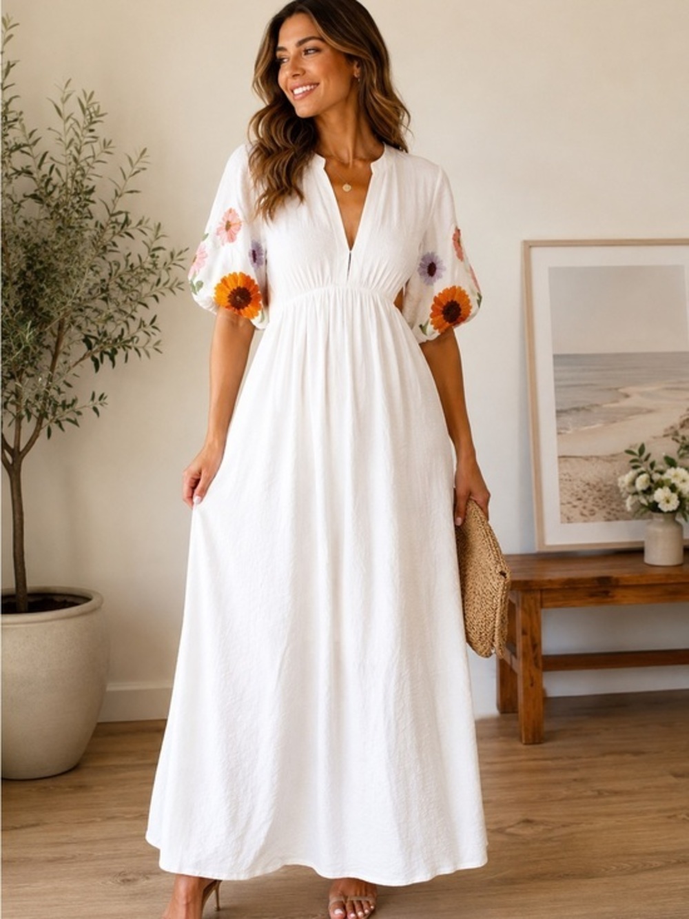 ANNA KAY Klo Midi Dress Backless Dress with Floral Accents size medium